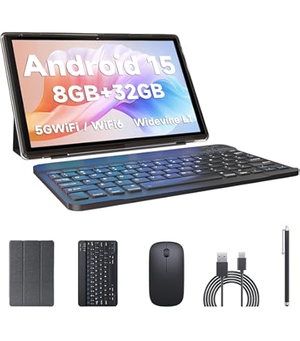 Tablet 10 Inch Android 14 Tableta, 2 in 1 Tablets with Keyboard